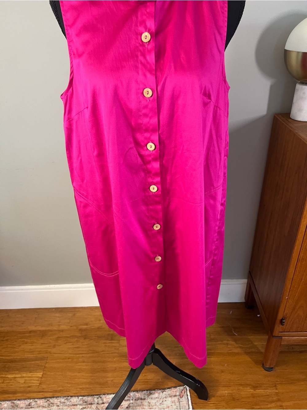 Sara Campbell Fuschia Button Down Kaylie Dress Sz M NWT - Picture 4 of 11